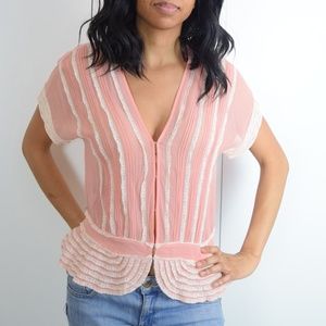 Vintage Pink Lace Accent Blouse (10)
